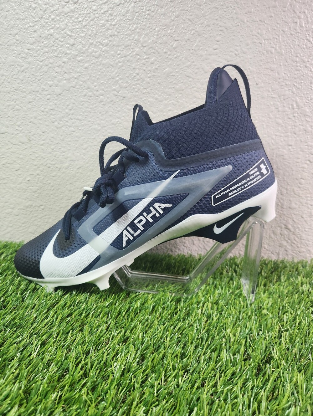 Nike Alpha Menace 4 Pro Football Cleats College Navy White Size 12 IB2501-400